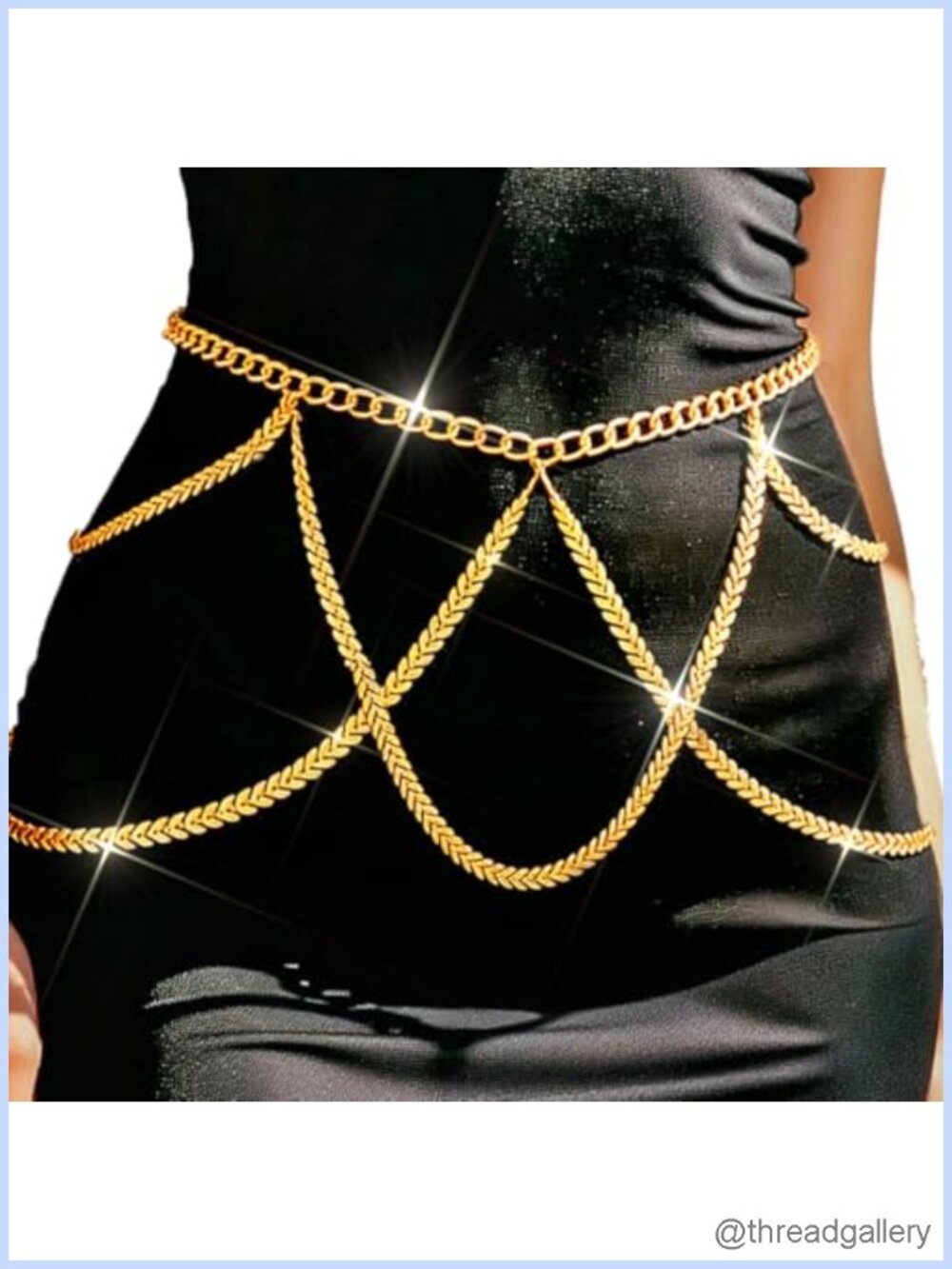 Gold Layered Waist Chain Belt Body Jewelry for Women Adjustable Rave